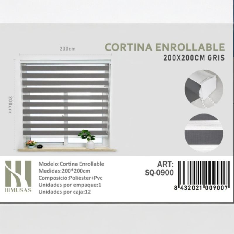 ANGELES DEL HOGAR - CORTINA ROLLER DUO LISA 200CM X 200CM
