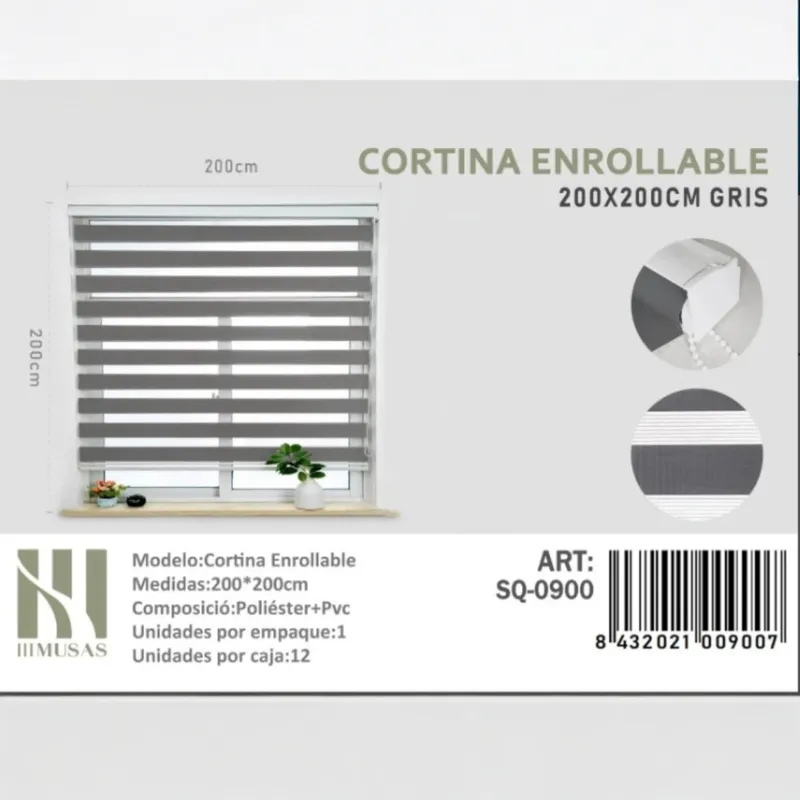 ANGELES DEL HOGAR - CORTINA ROLLER DUO LISA 200CM X 200CM
