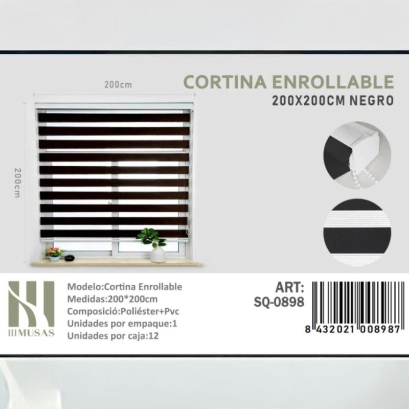 ANGELES DEL HOGAR - CORTINA ROLLER DUO LISA 200CM X 200CM
