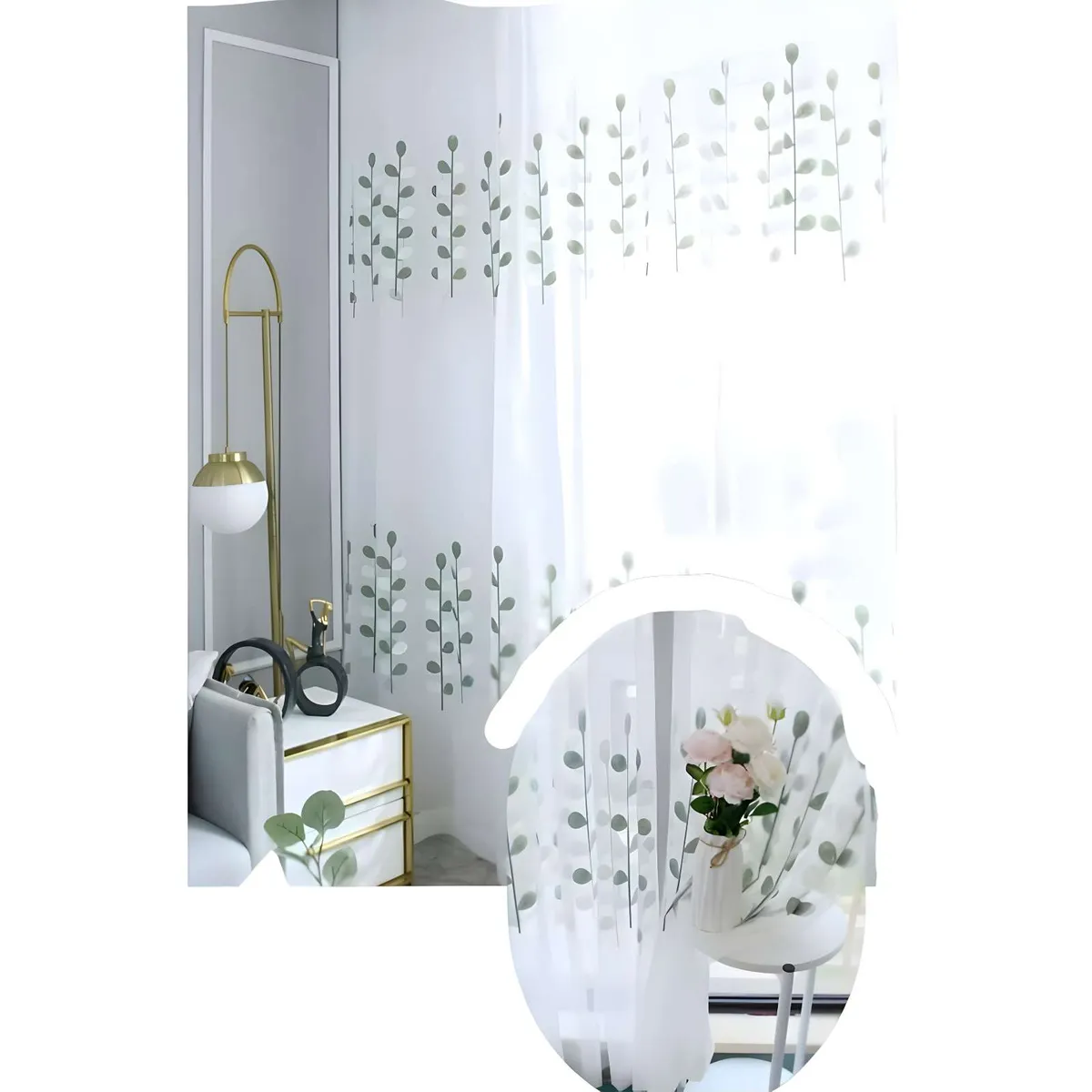 GENERICO - CORTINA VISILLO HOJAS 140x230 Cm 2 PAÑOS