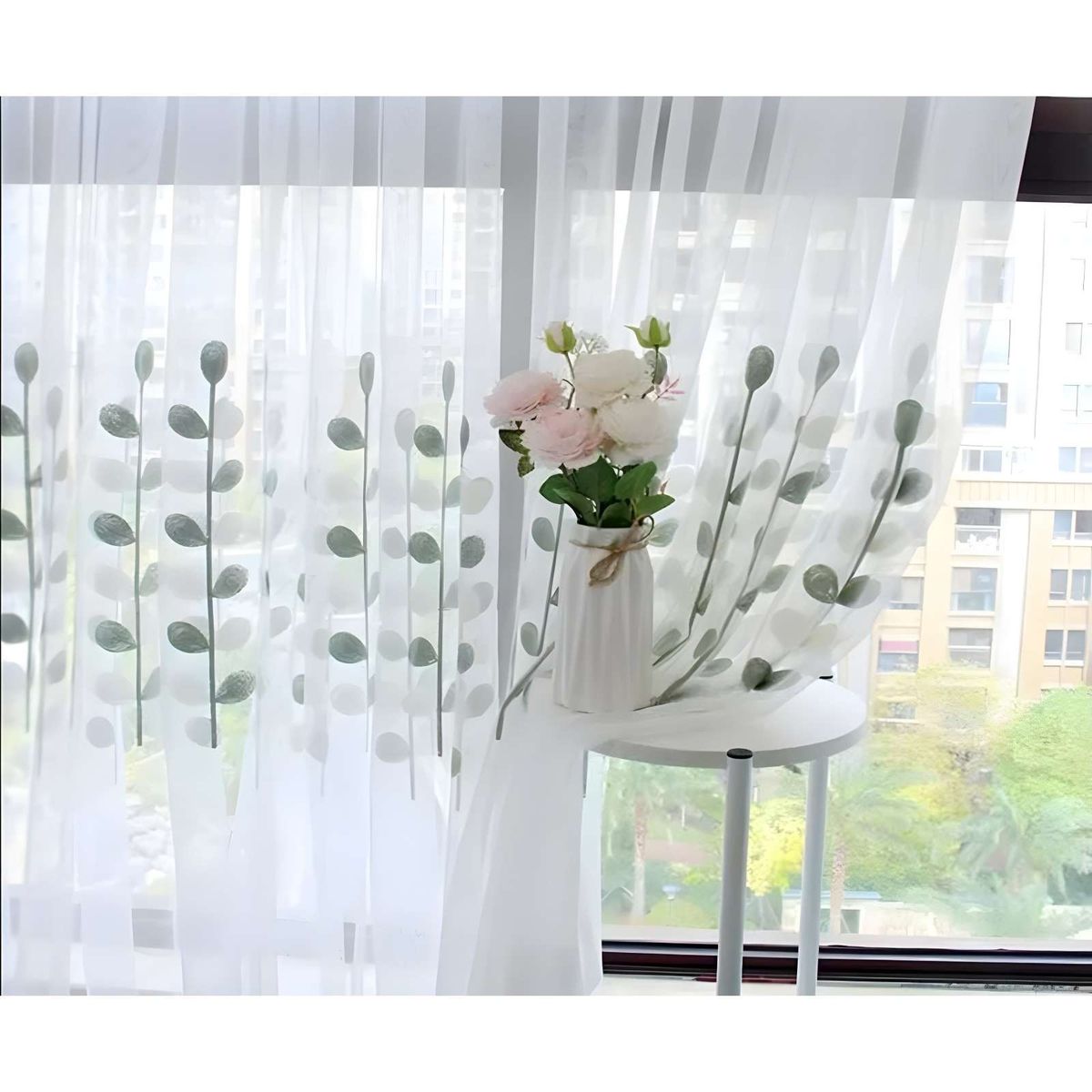 GENERICO - CORTINA VISILLO HOJAS 140x230 Cm 2 PAÑOS