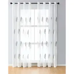 GENERICO - CORTINA VISILLO HOJAS GRIS 140x230 Cm 2 PAÑOS