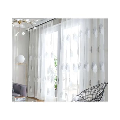 Imagen 2 del producto CORTINA VISILLO HOJAS GRIS 140x230 Cm 2 PAÑOS