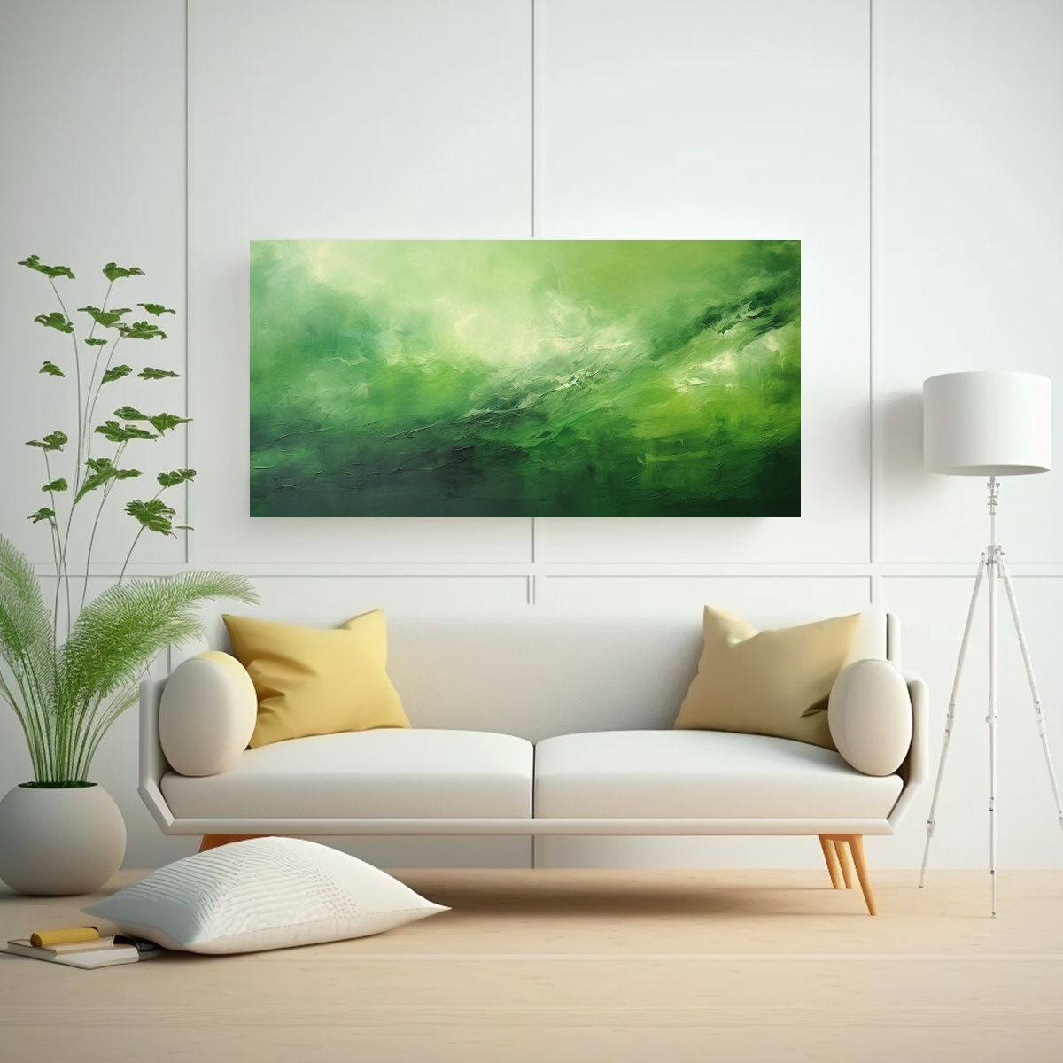 GENERICO - Pintura Abstracta Paisaje Verde Vitalidad 100x50 Cm