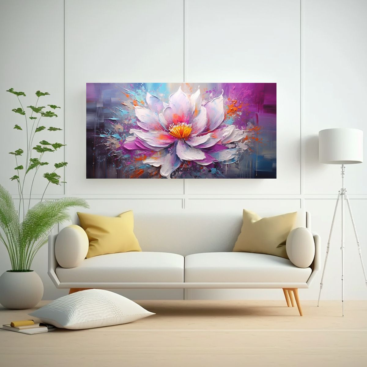 GENERICO - Pintura Floral Vibrante En Lienzo Para 100x50 Cm