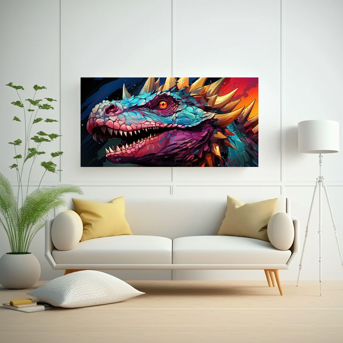 GENERICO - Cuadro Pared Stegosaurus Cromático Y Sutil Arte 100x50 Cm