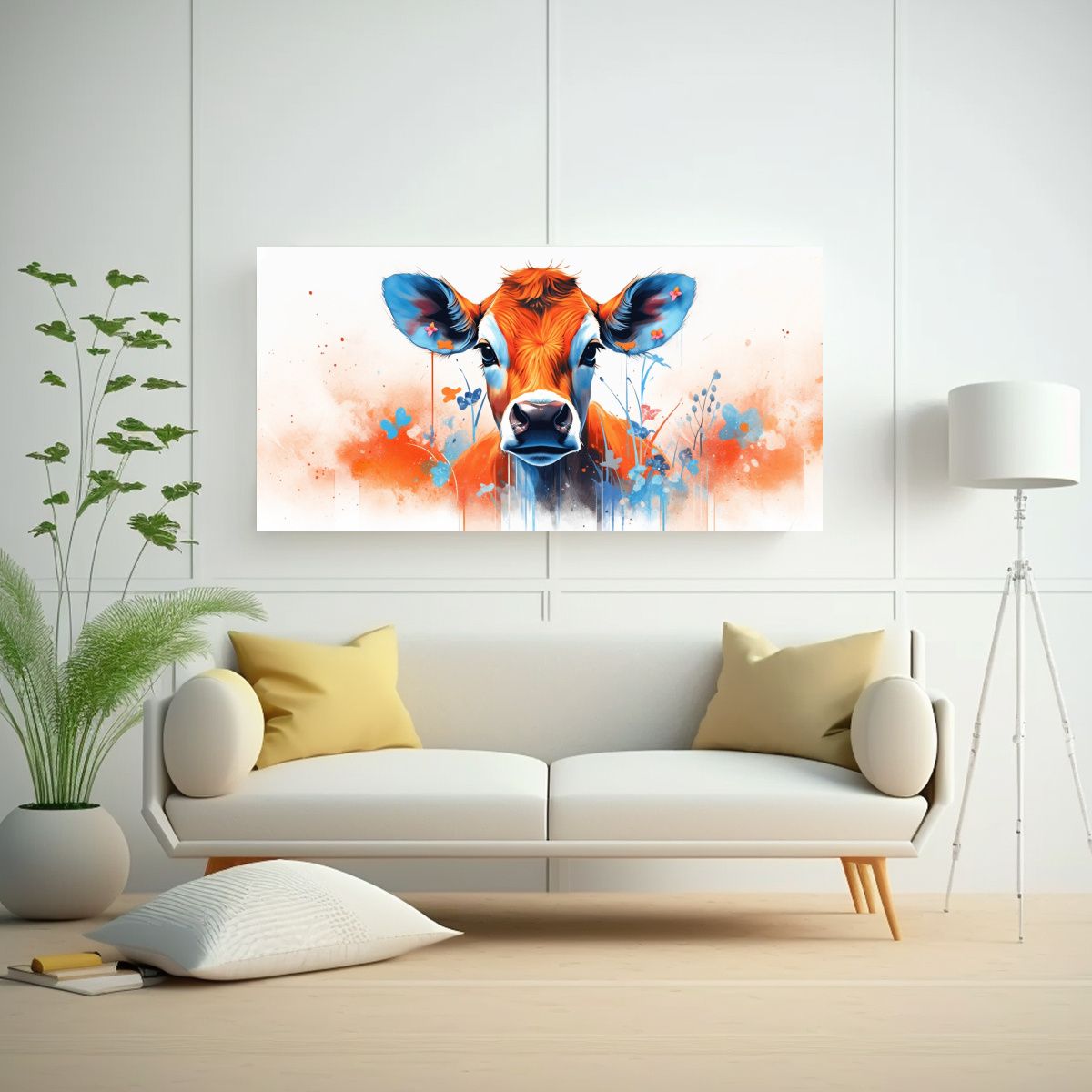 GENERICO - Pintura Decorativa De Vaca Jersey En Colores 80x40 Cm
