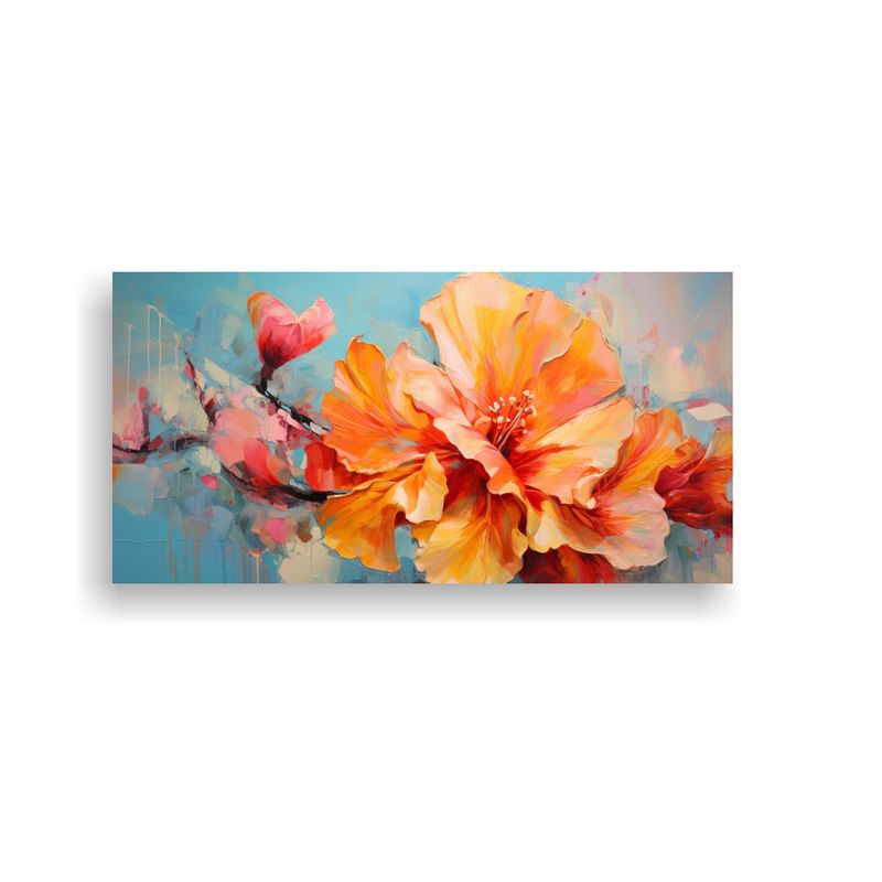 GENERICO - Pintura Abstracta De Flores Detalladas En óleo 60x30 Cm