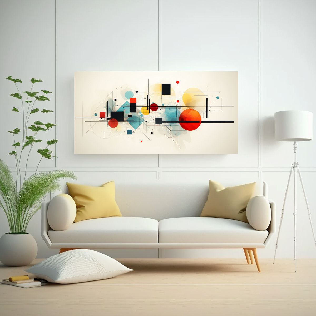 GENERICO - Cuadro Abstracto Contraste Minimalista Moderno 80x40 Cm