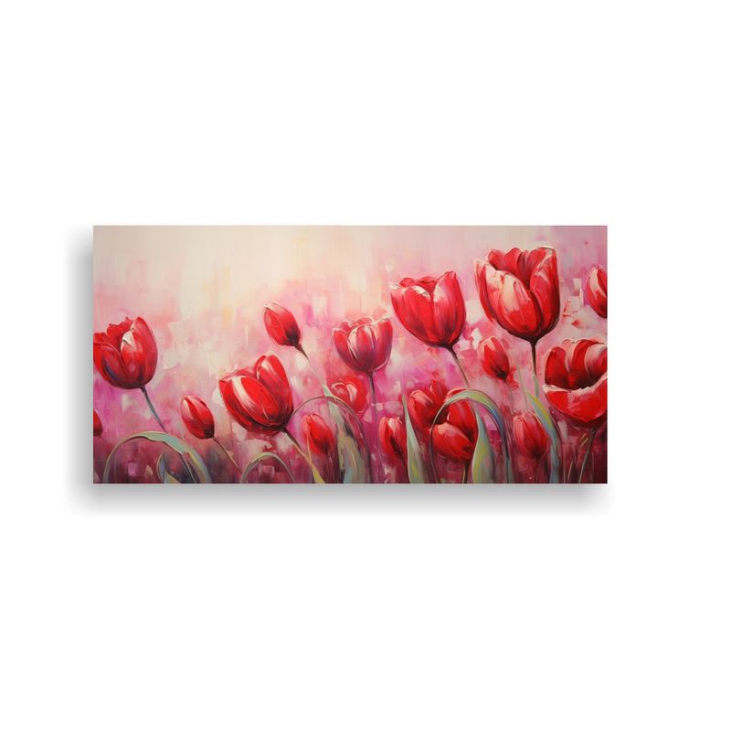 GENERICO - Pintura Abstracta De Tulipanes En óleo De Alta 60x30 Cm
