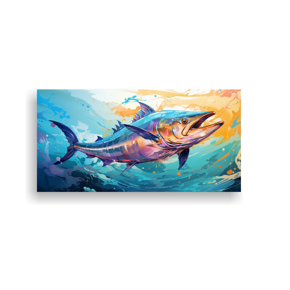 GENERICO - Cuadro Fotografia De Wahoo En Acuarela Y Colores 100x50 Cm