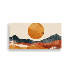 GENERICO - Cuadro Pared Abstracto Vintage Boho Con Sol Y 100x50 Cm