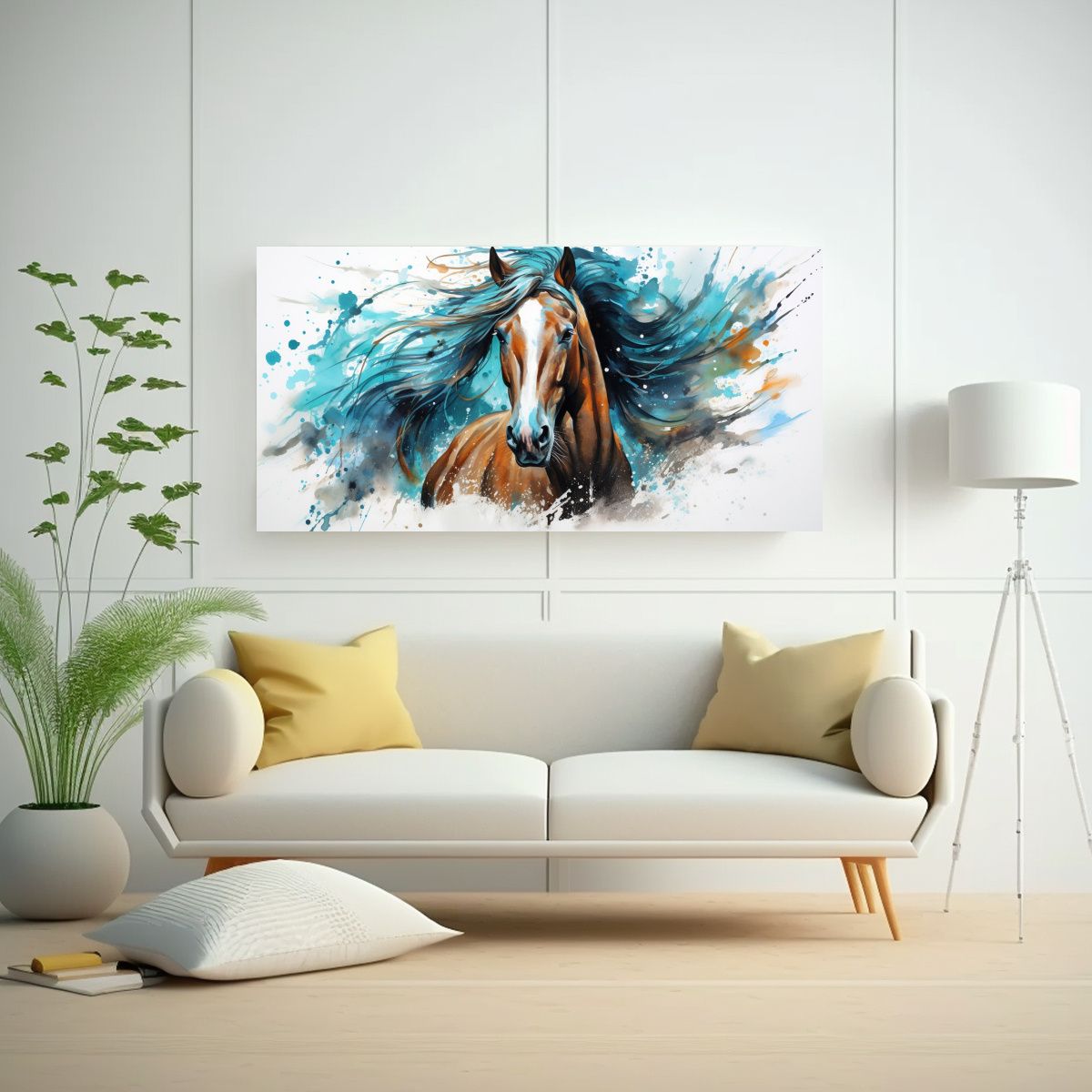GENERICO - Pintura De Clydesdale Horse En Acuarelas Y 80x40 Cm