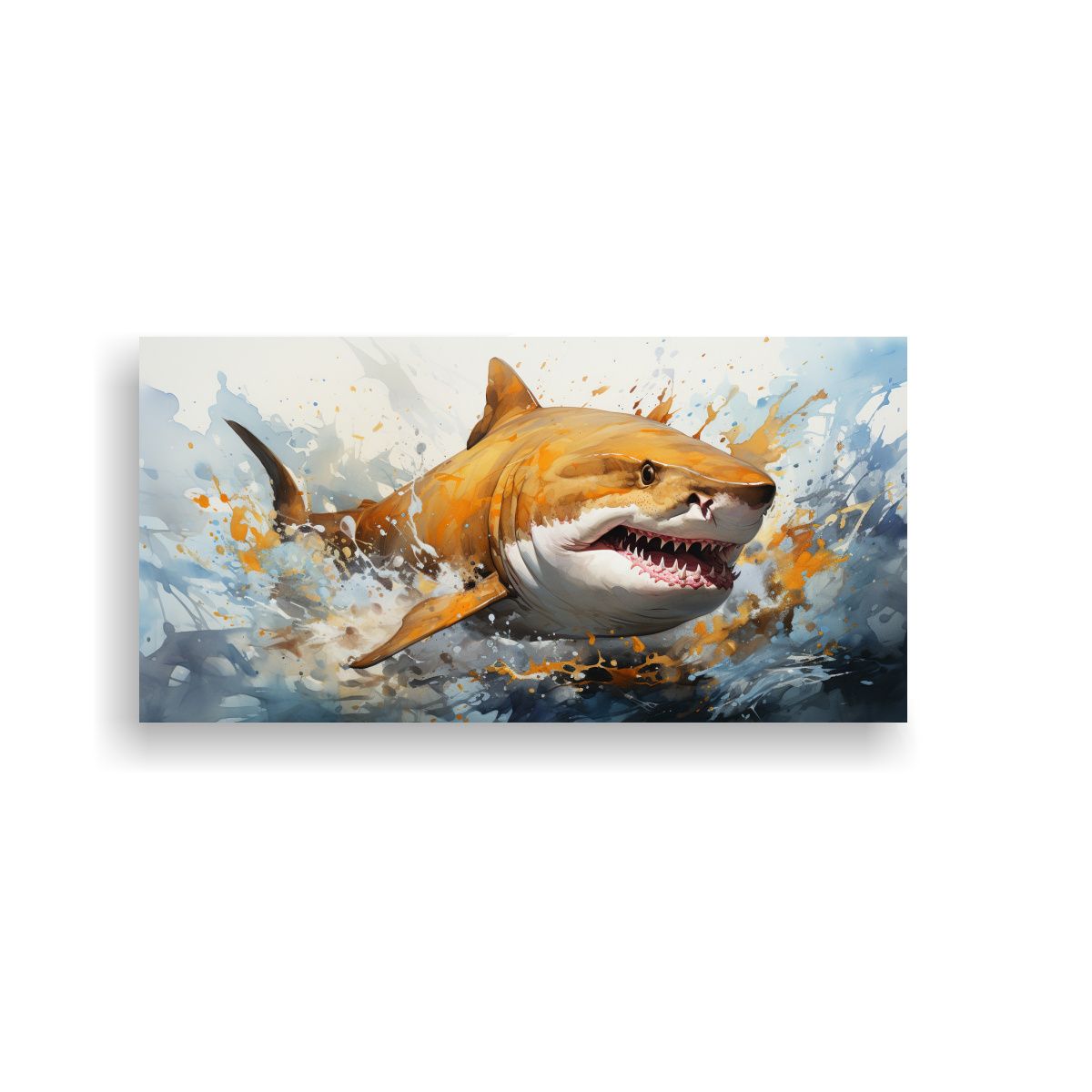 GENERICO - Cuadro Acuarela Tiburón Limón Estilo Pintura 80x40 Cm