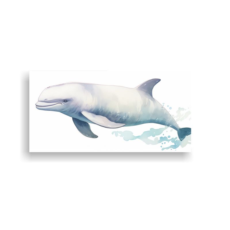 GENERICO - Pintura Temática De Ballena Beluga En Acuarelas 80x40 Cm