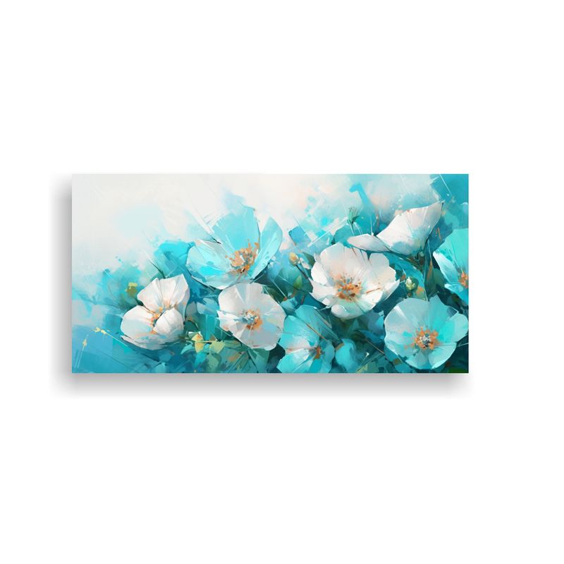 GENERICO - Cuadro Moderno Flores Vibrantes En Colores Cian 100x50 Cm
