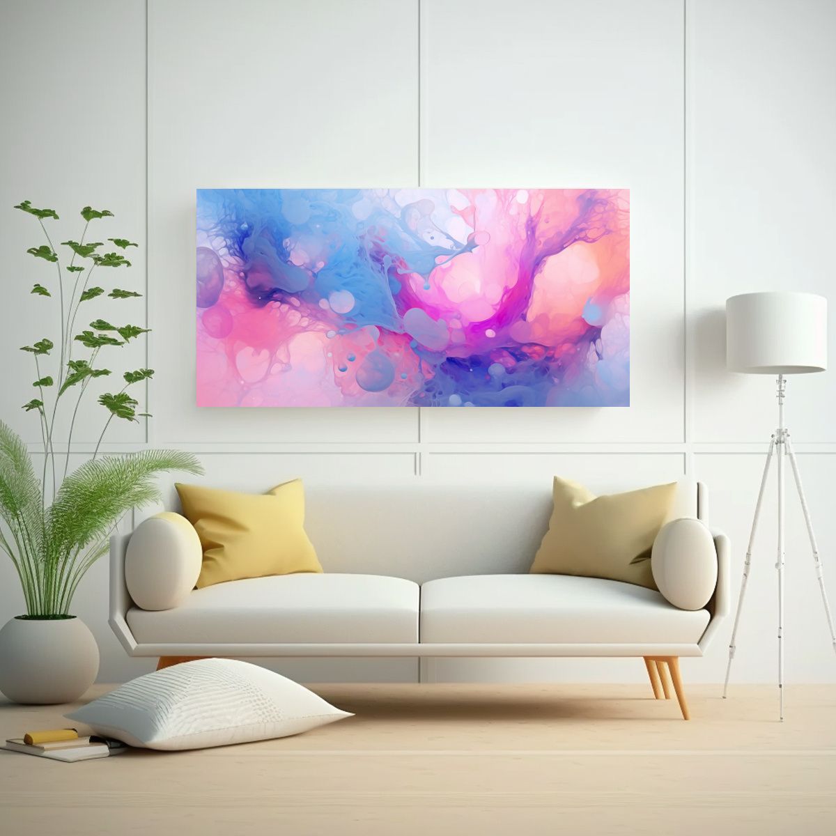 GENERICO - Tela Bastidor Abstracto Colorido Acuarela Relieve 60x30 Cm