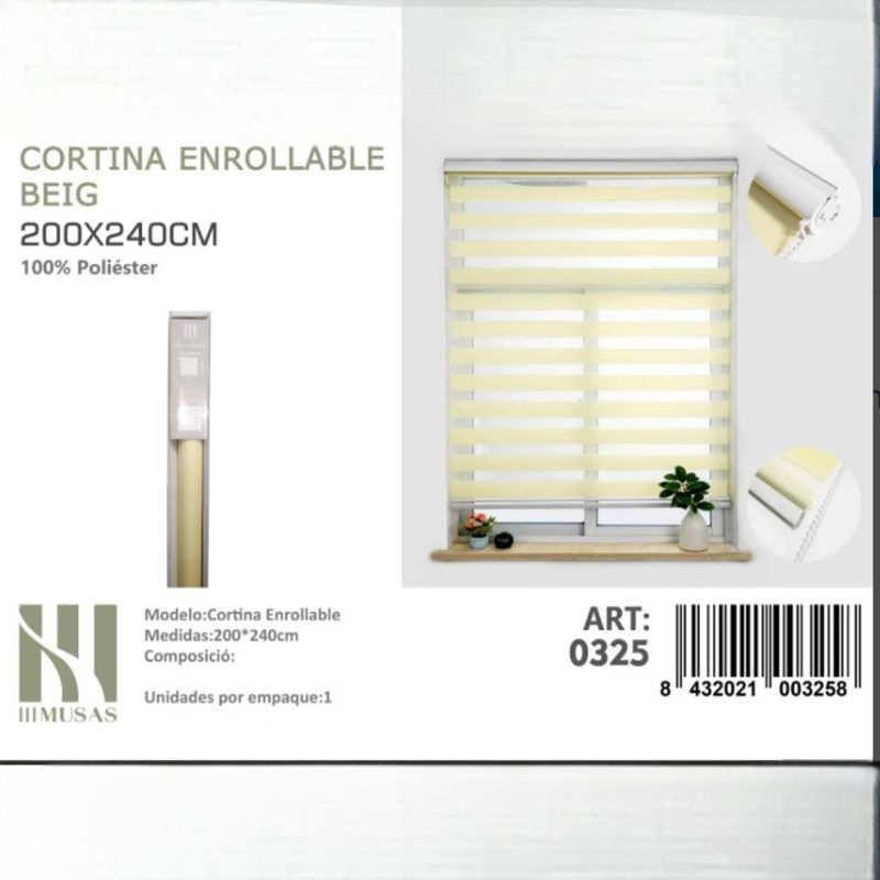 ANGELES DEL HOGAR - CORTINA ROLLER DUO LISA 200CM X 240CM