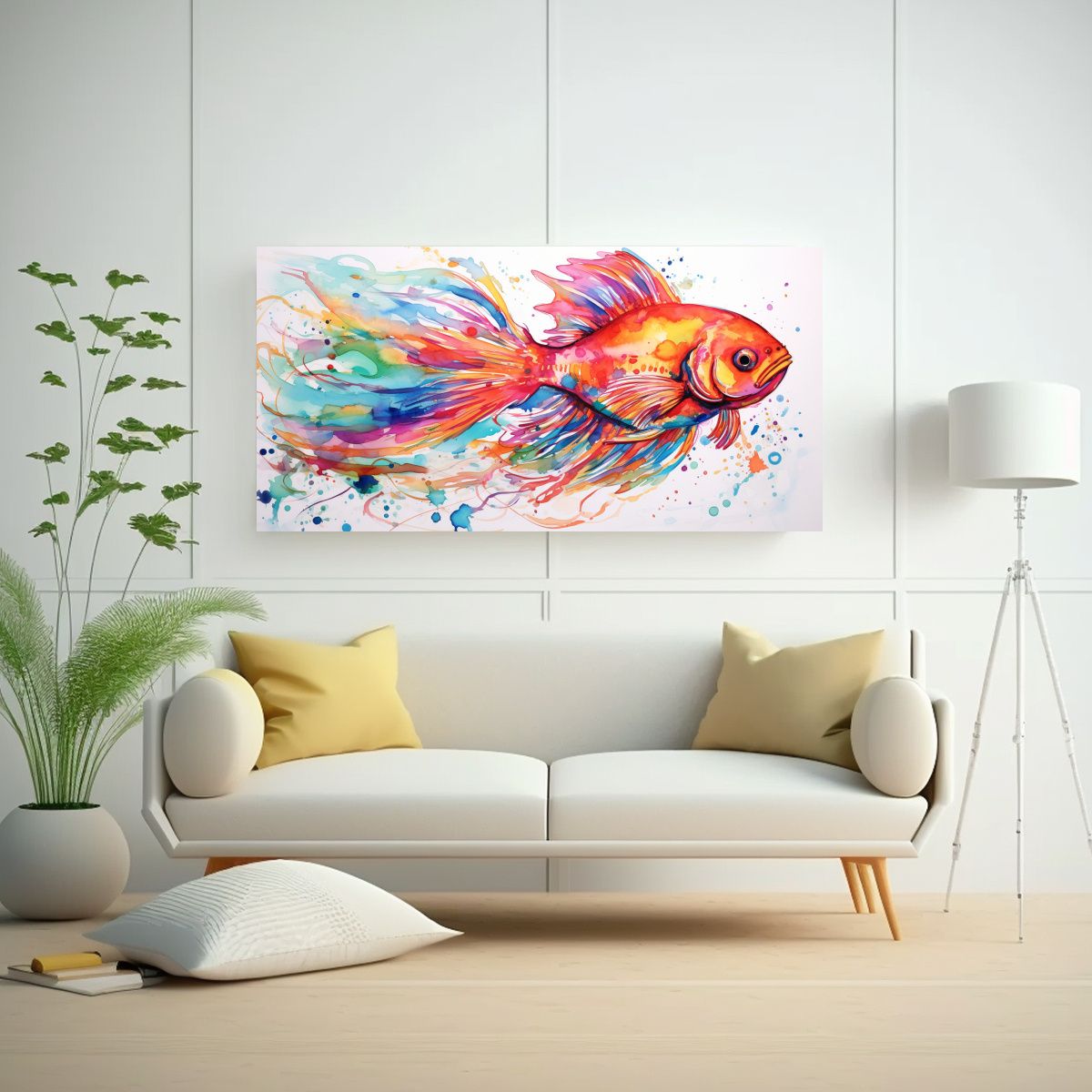 GENERICO - Arte Minimalista Acuario Peces En Colores 100x50 Cm