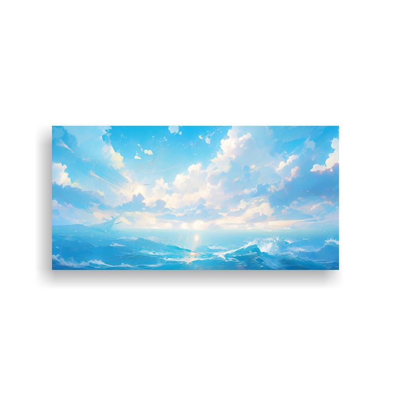GENERICO - Cuadro Abstracto Tonos Azules Mar Y Cielo 60x30 Cm