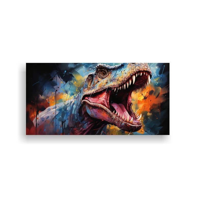 GENERICO - Cuadro De Tela Estilo Galería Rex Tiranosaurio 60x30 Cm