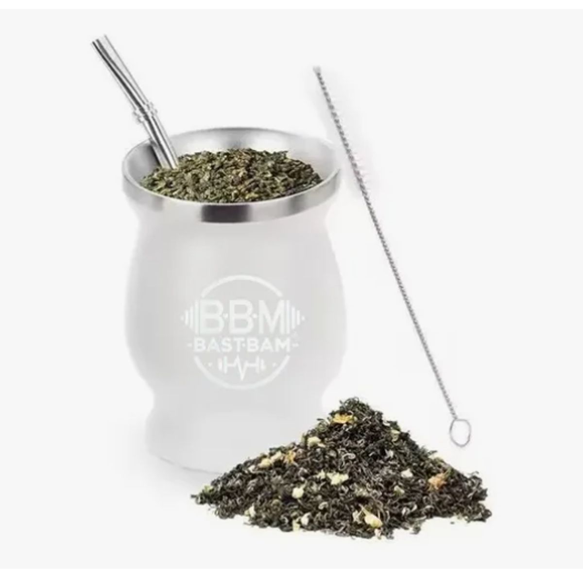 GENERICO - Taza De Con Bombilla Y Cepillos Set Acero Inoxidable 260ml