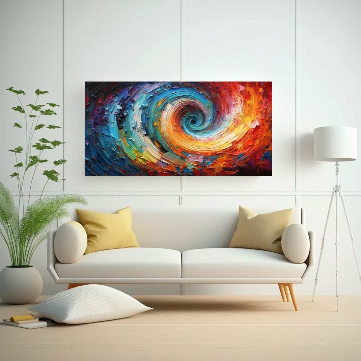 GENERICO - Cuadro Abstracto Con Dos Vistosos Remolinos En La 60x30 Cm
