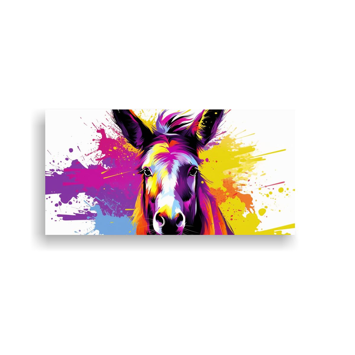 GENERICO - Pintura Neo Pop De Burro En Tonos Arcoíris Y 60x30 Cm