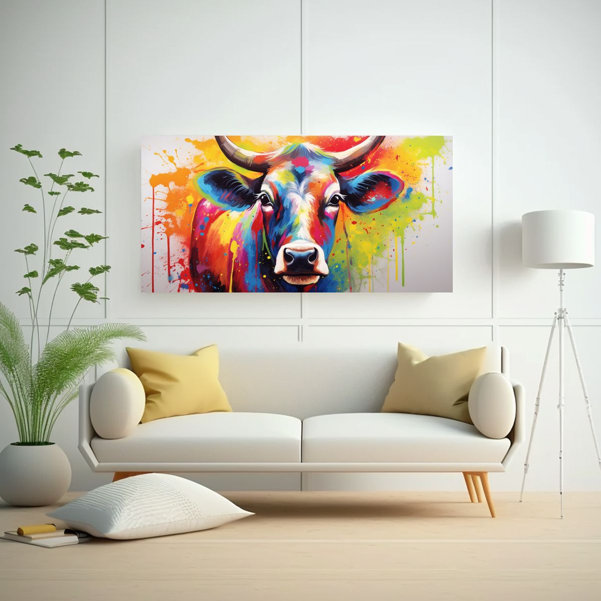 GENERICO - Pintura Decorativa De Vaca Jersey En Colores 100x50 Cm