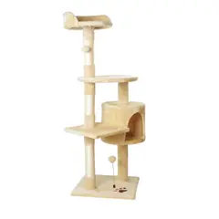 SOHOGAR - Rascador para gatos 1,15 metros de altura beige
