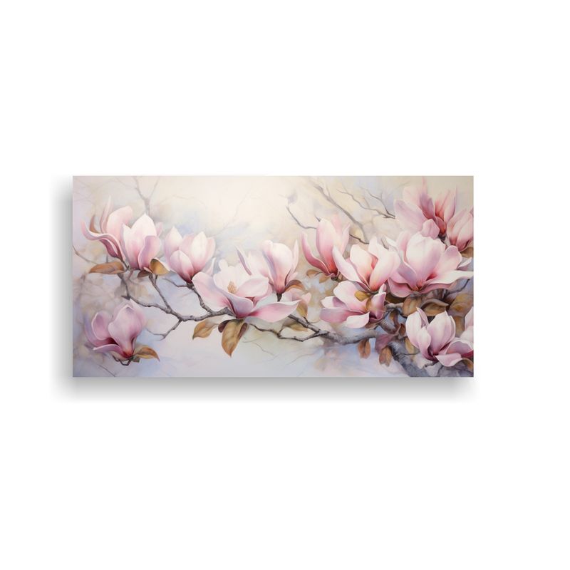 GENERICO - Cuadro Abstracto De Flores Magnolias En Tonos 100x50 Cm