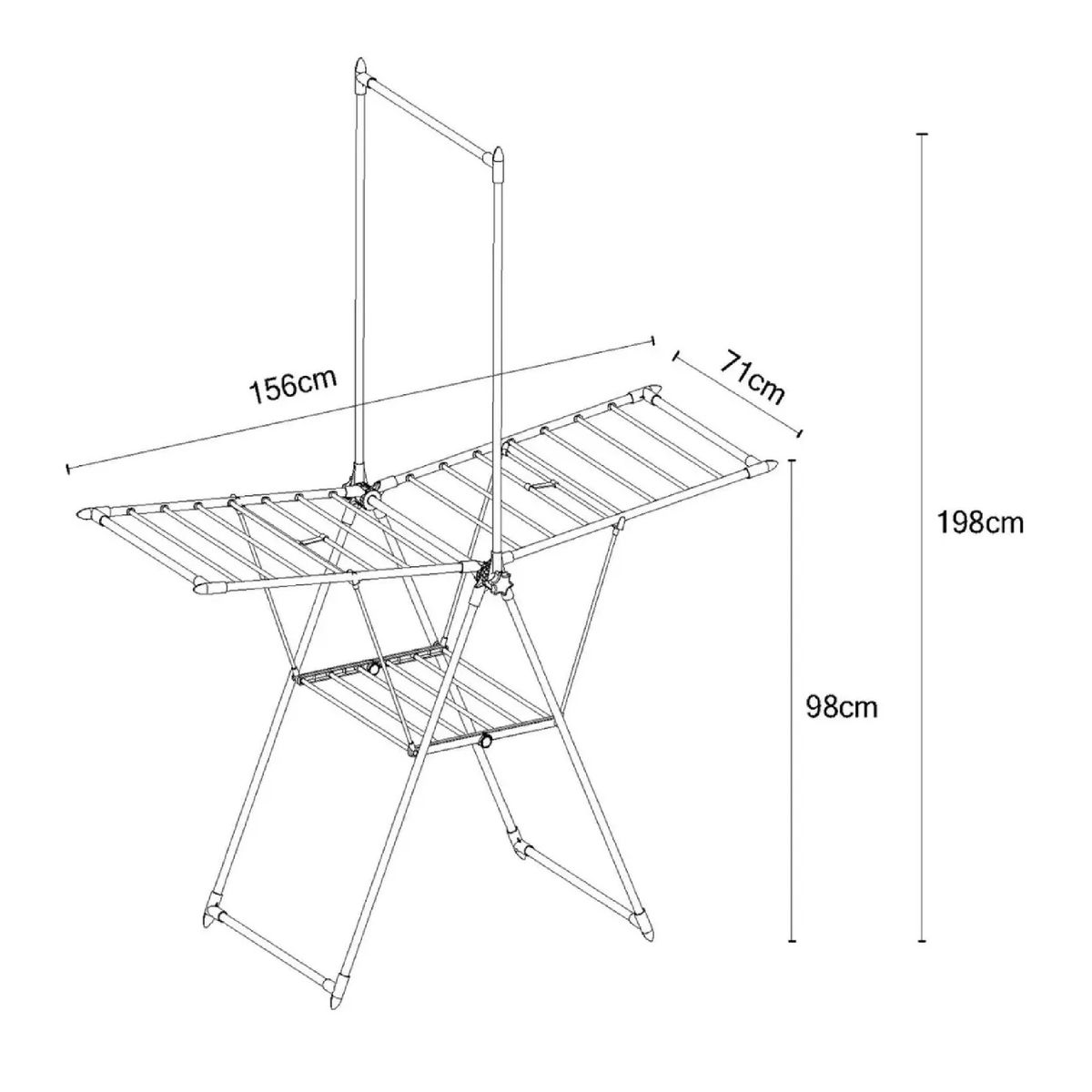 GENERICO - Tendedero Plegable Acero Inoxidable Gris Oscuro