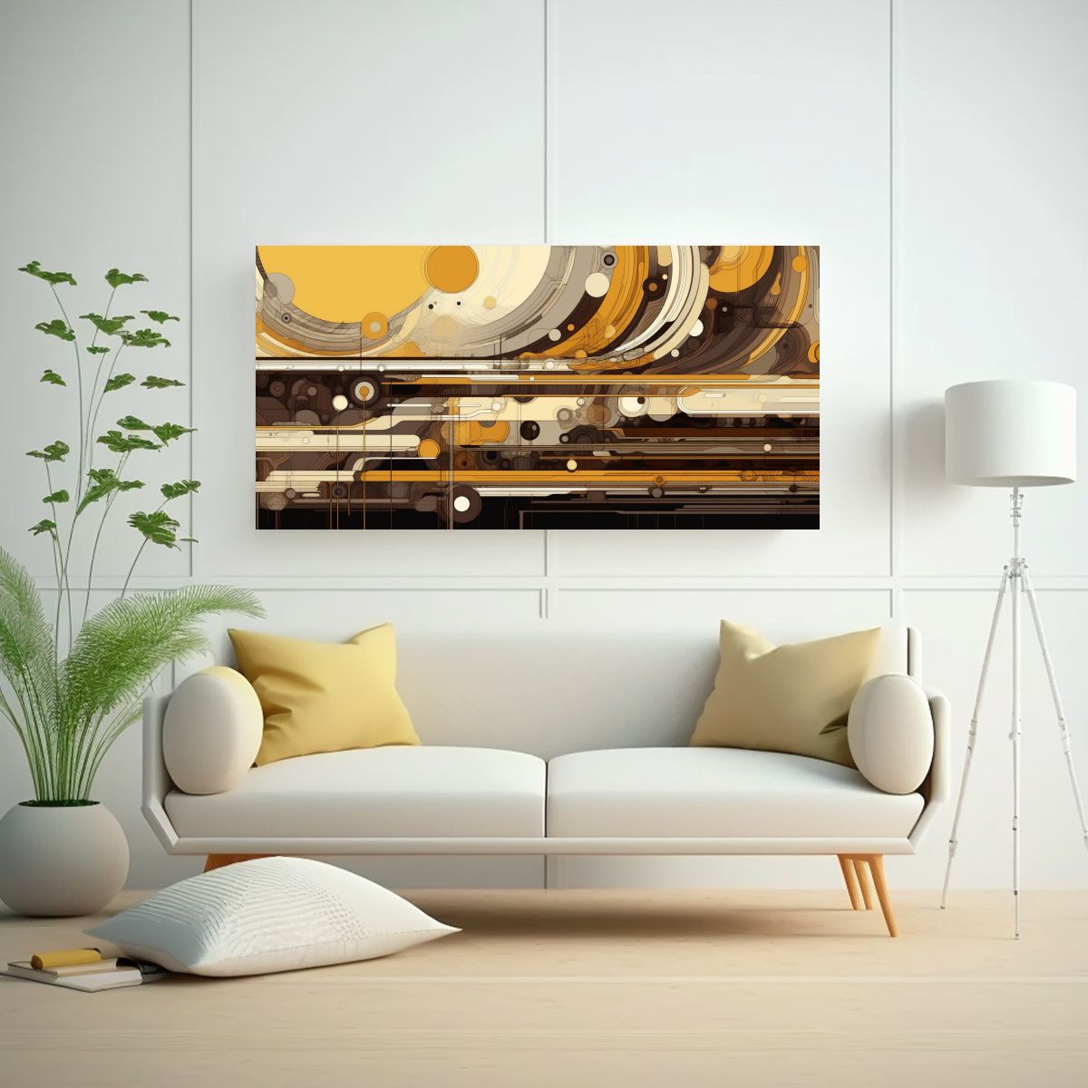 GENERICO - Cuadro Escenario Vintage Scifi Con Líneas 80x40 Cm