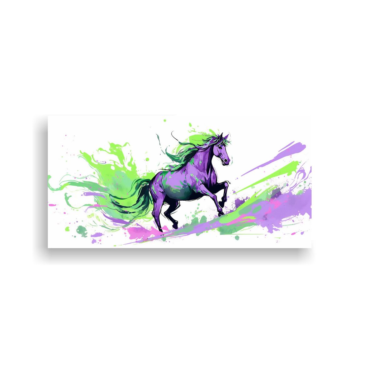 GENERICO - Cuadro Bastidor Madera Mula Verde Púrpura Arte 100x50 Cm