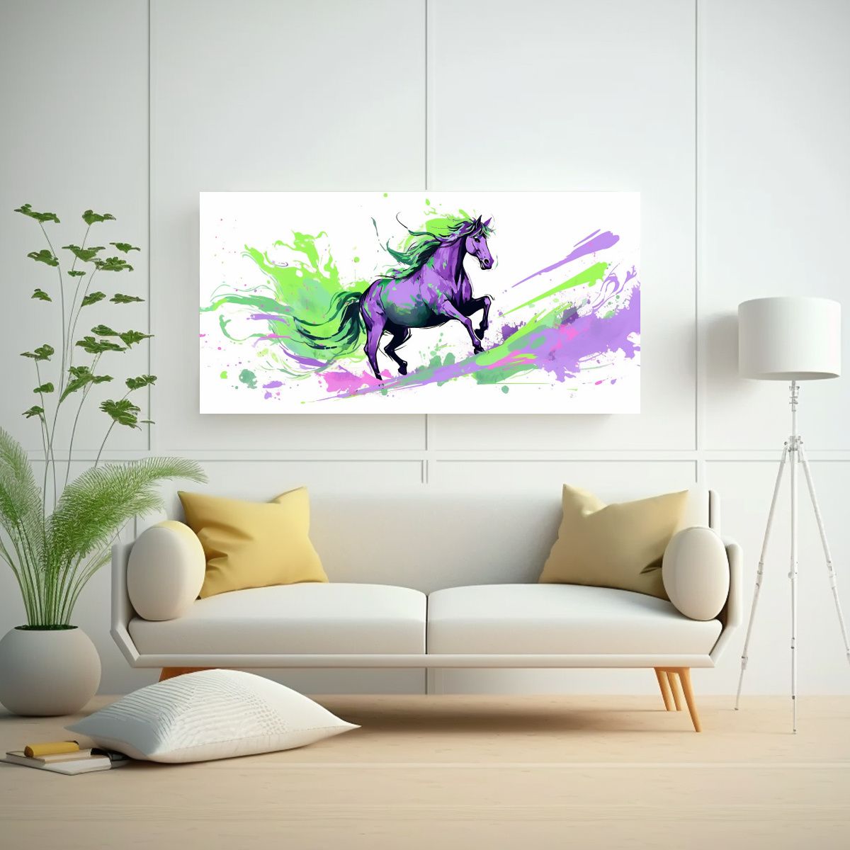 GENERICO - Cuadro Bastidor Madera Mula Verde Púrpura Arte 100x50 Cm