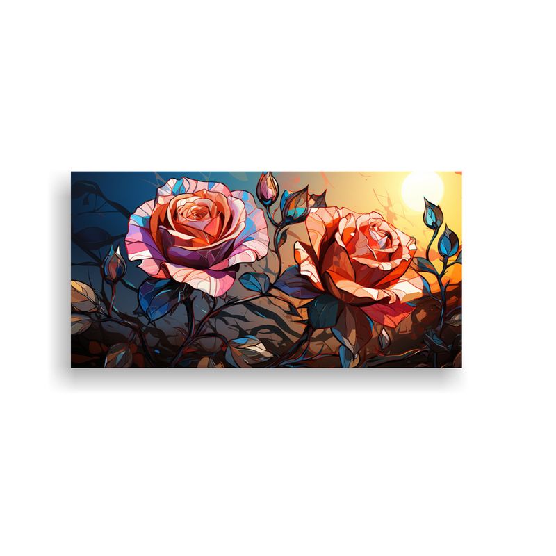 GENERICO - Cuadro Arte Decorativo Protagonismo Rosa Estilo 80x40 Cm