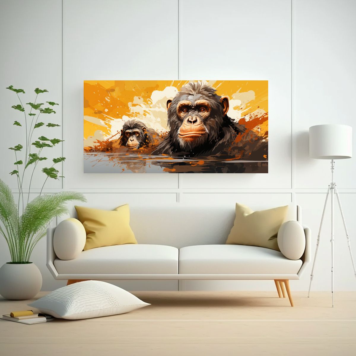 GENERICO - Pinturas Decorativas De Monos Y Simios En Tonos 80x40 Cm