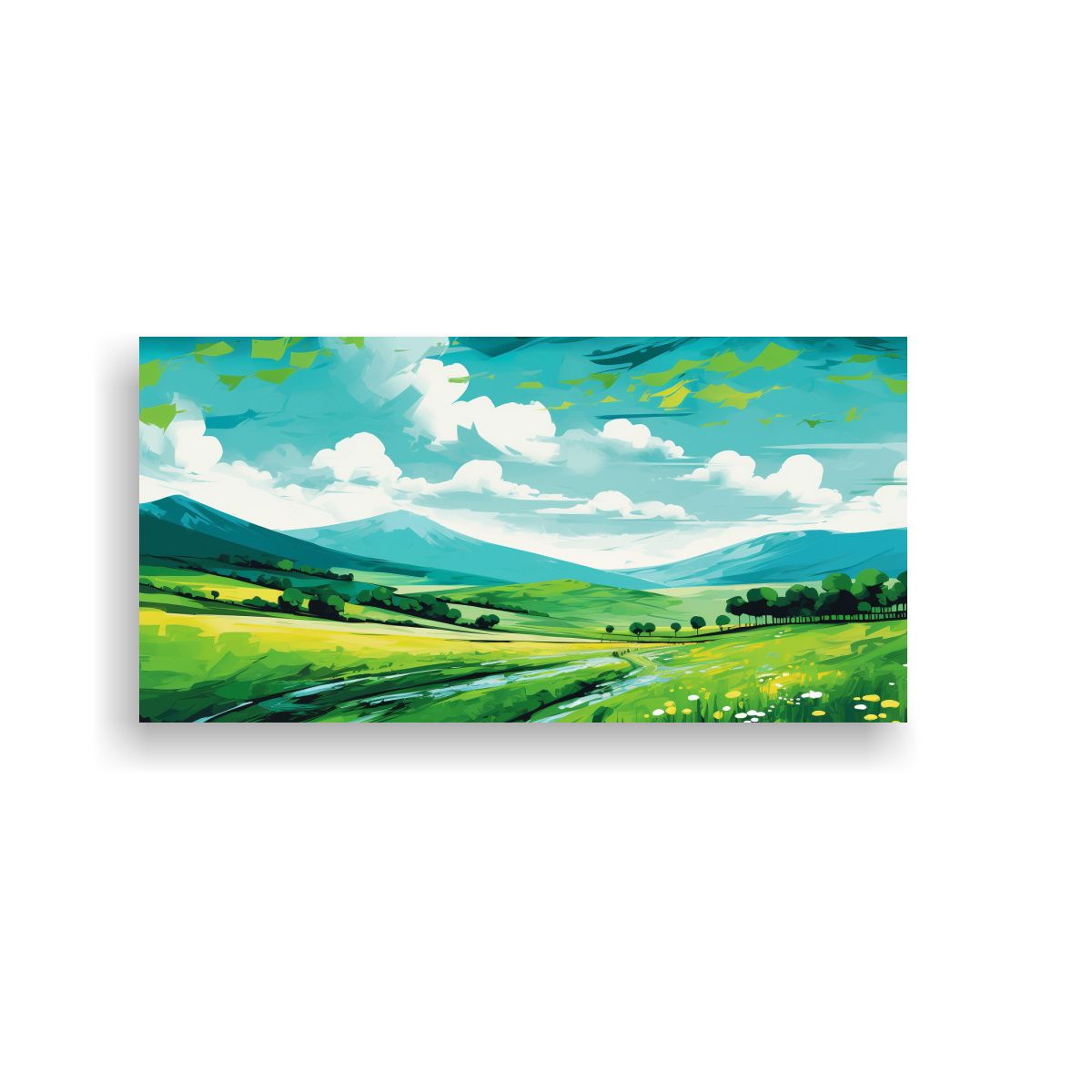 GENERICO - Cuadro Paisaje Primaveral En Bastidor Con 100x50 Cm