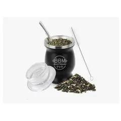 GENERICO - Taza De Con Bombilla Y Cepillos Set Acero Inoxidable 260ml