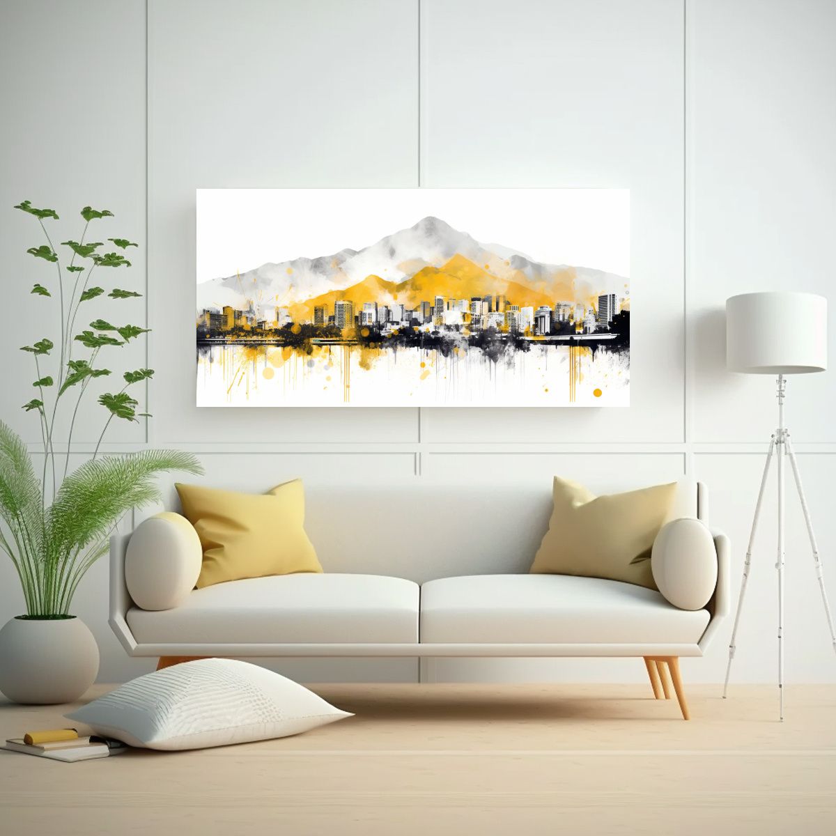 GENERICO - Pintura En Bastidor Santiago En Chile Blanco 100x50 Cm