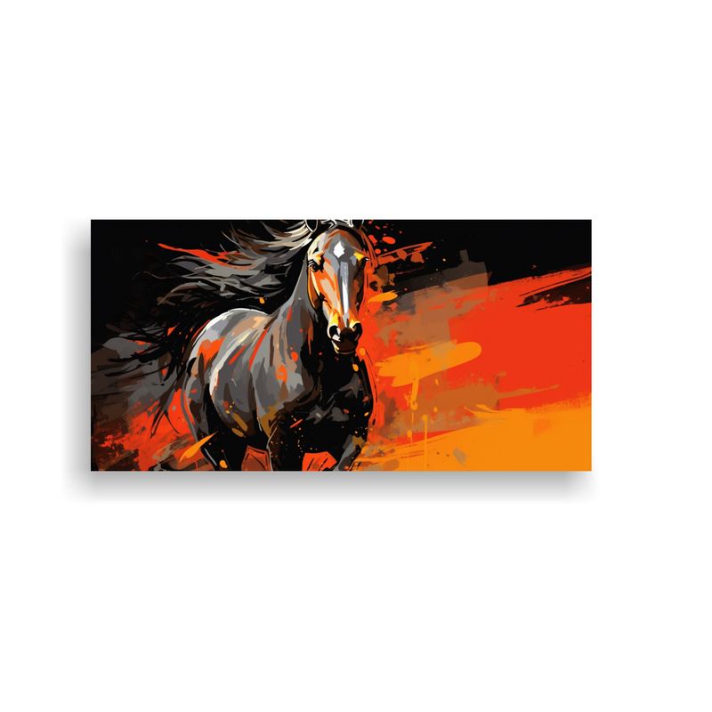 GENERICO - Cuadro Quarter Horse En Colores Naranja Y Negro 80x40 Cm