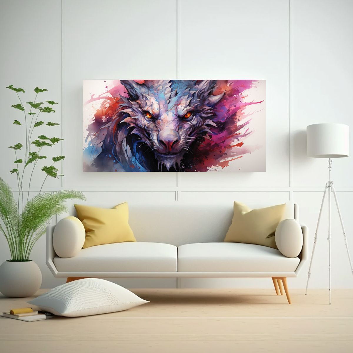 GENERICO - Pintura Espectacular De Dragón En Acuarelas Para 60x30 Cm