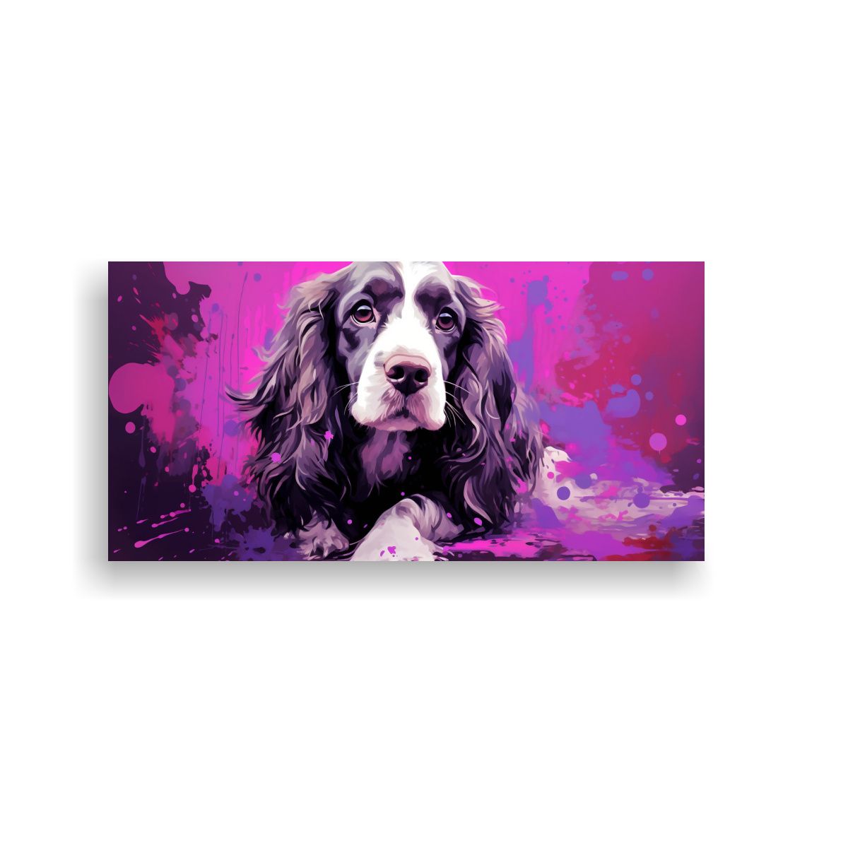GENERICO - Pintura Decorativa De Spaniel En Tonos Morados 60x30 Cm