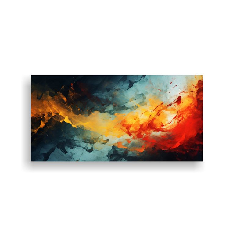 GENERICO - Cuadro Abstracto Composición De Colores Dinámica 60x30 Cm