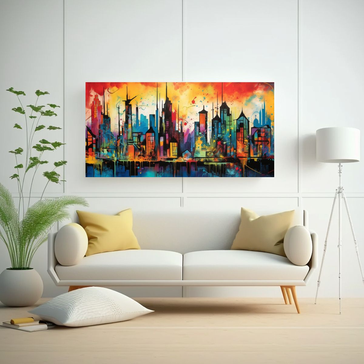 GENERICO - Cuadro Decoración Graffiti Colorido Skyline Del 100x50 Cm