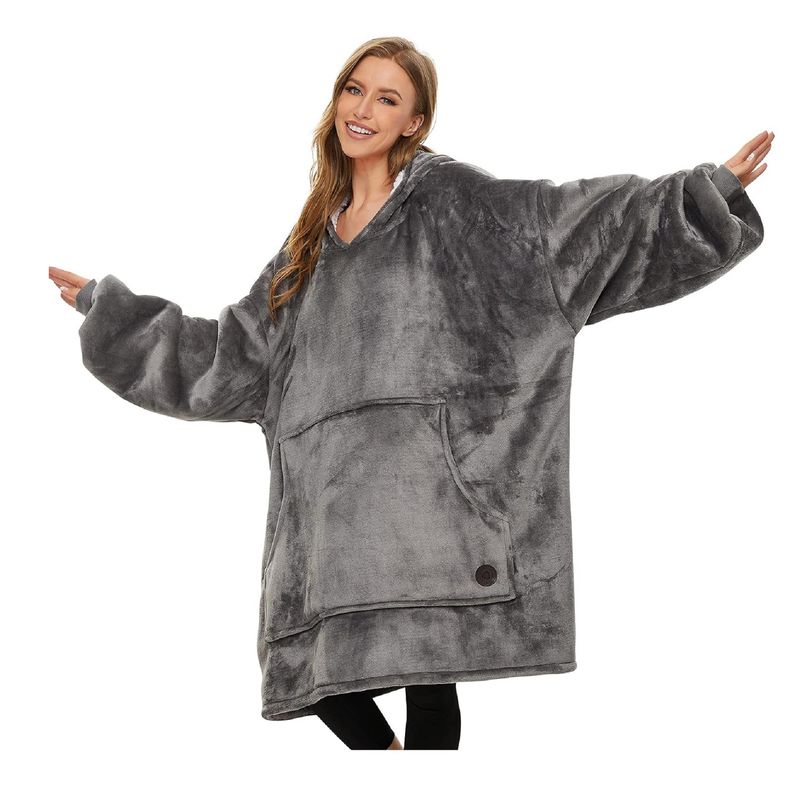GENERICO - Polerón Sherpa Con Capucha Gris