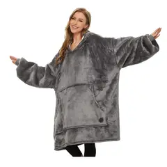 GENERICO - Polerón Sherpa Con Capucha Gris