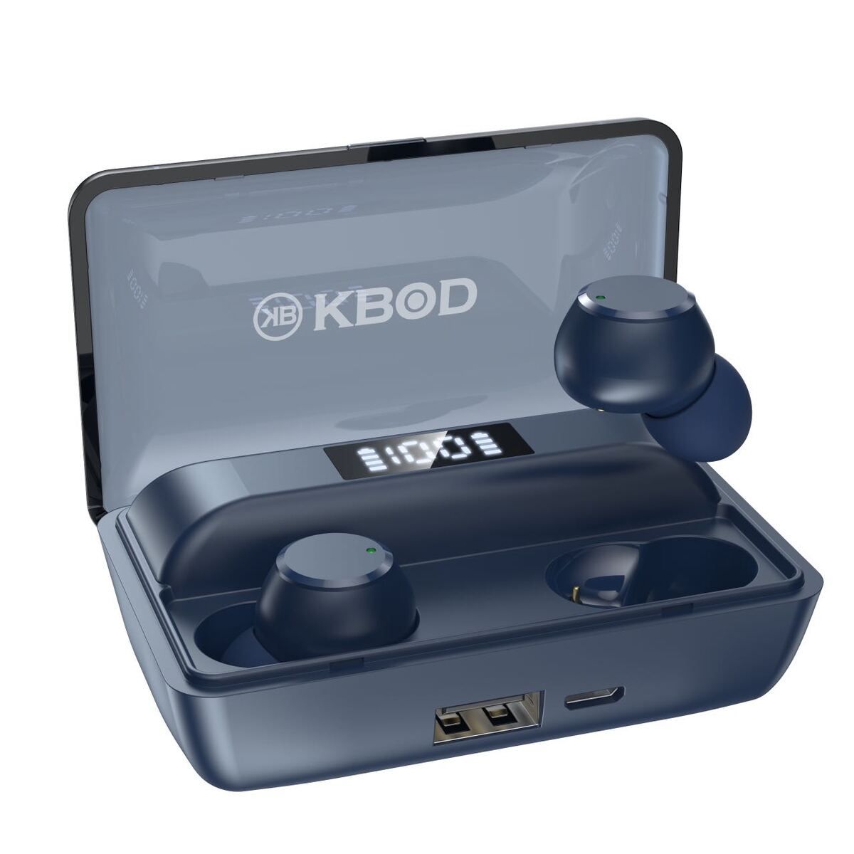 KBOD - Audífonos Bluetooth Kbod Tws C20 Con Powerbank En Su Estuche Azul