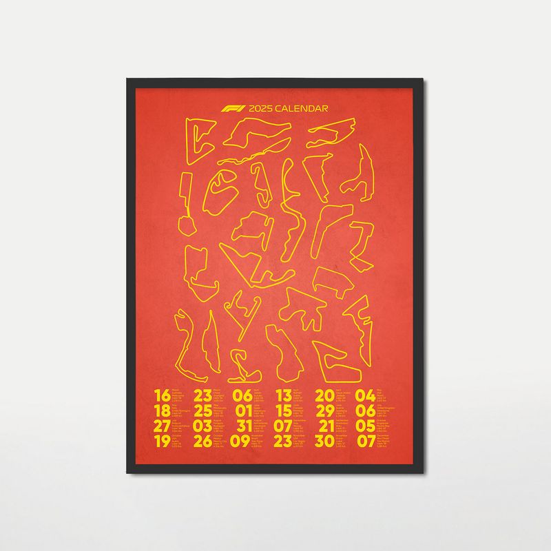 GENERICO - Cuadro decorativo Calendario F1 2025 Collage Circuitos