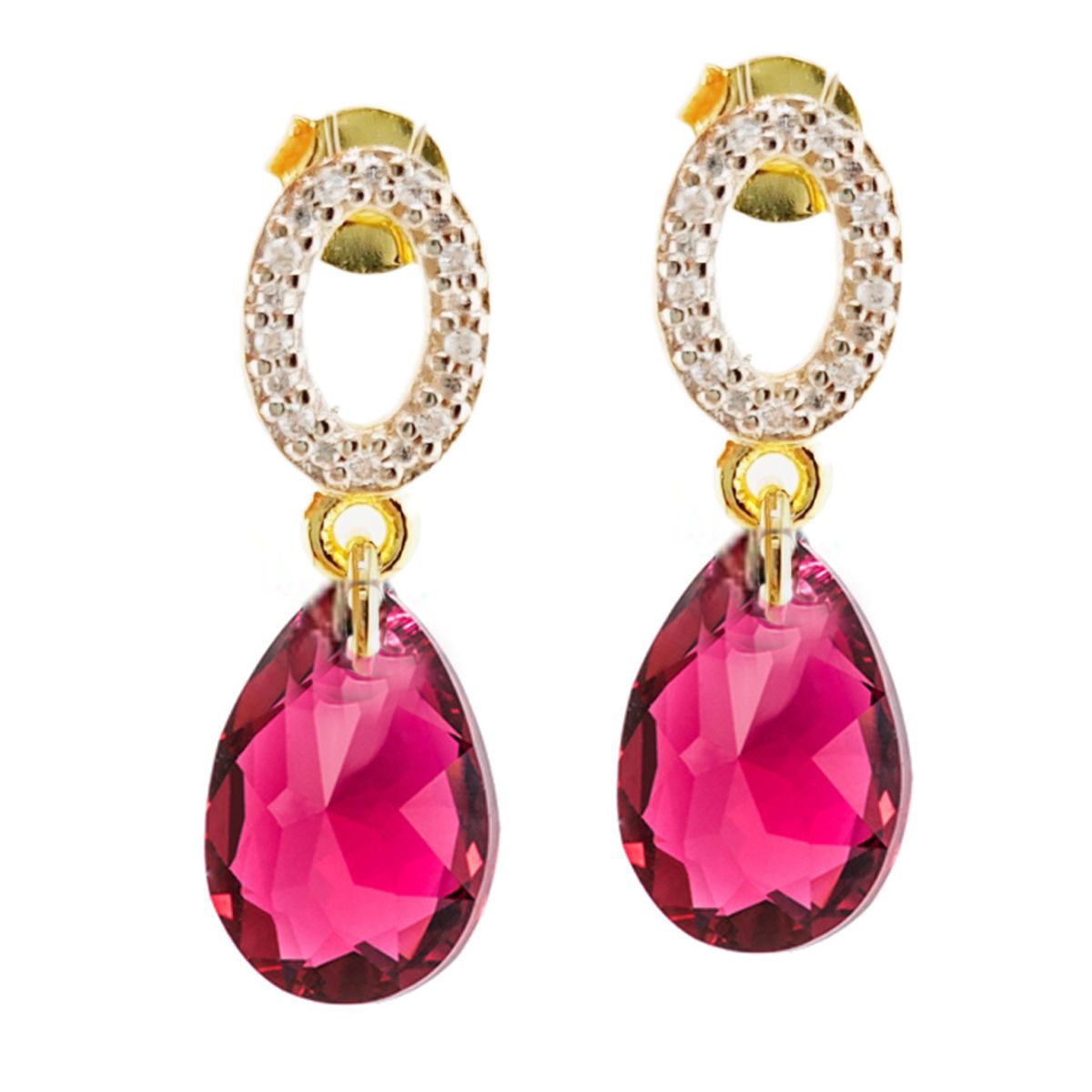 JOYAS MONTERO - Aros Gota de Luz Gold 24K  creado con cristales de Swarovski® Scarleth